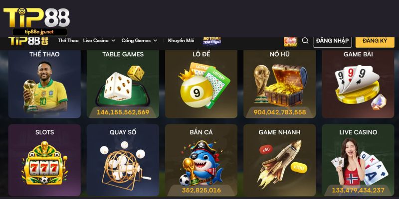 Sân chơi TIP88 đa dạng nhiều chủ đề trò chơi hấp dẫn